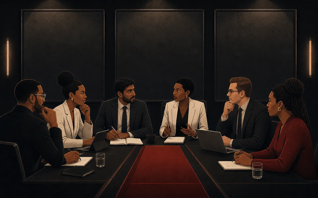 Professionals reviewing connected business systems and delivery information